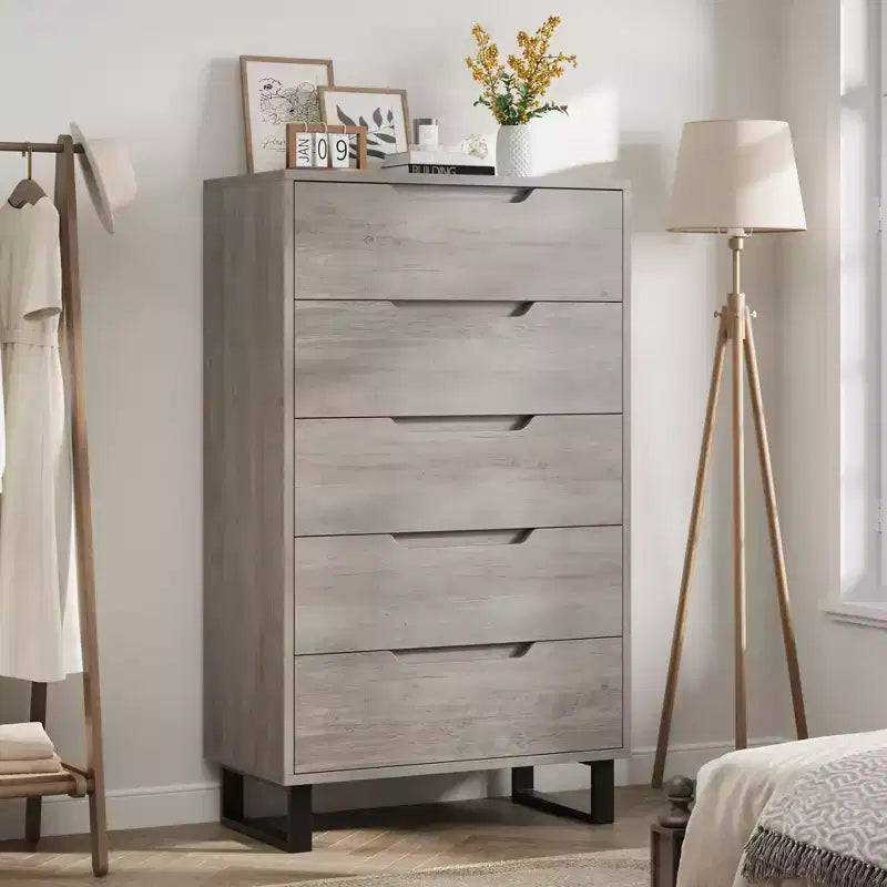 Commode verticale à 5 tiroirs – Meuble de rangement en bois pour chambre et salon