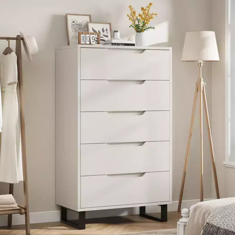 Commode verticale à 5 tiroirs – Meuble de rangement en bois pour chambre et salon