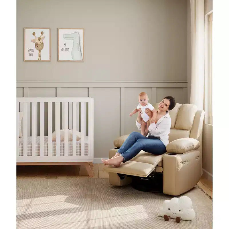 Fauteuil inclinable surdimensionné en cuir avec accoudoirs et porte-gobelets