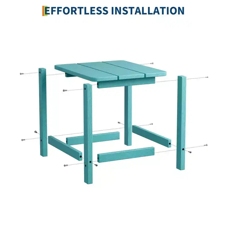 Table d'appoint extérieure carrée en PEHD - Table de patio Adirondack résistante aux intempéries
