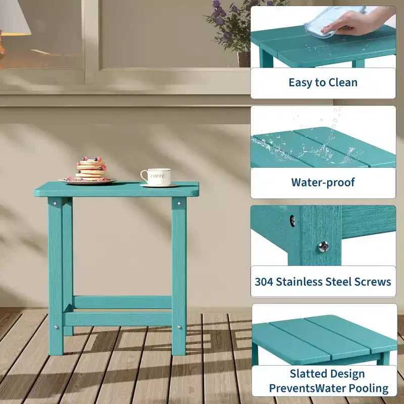 Table d'appoint extérieure carrée en PEHD - Table de patio Adirondack résistante aux intempéries