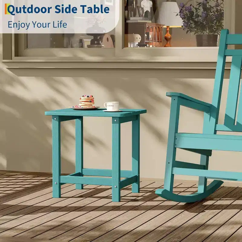 Table d'appoint extérieure carrée en PEHD - Table de patio Adirondack résistante aux intempéries