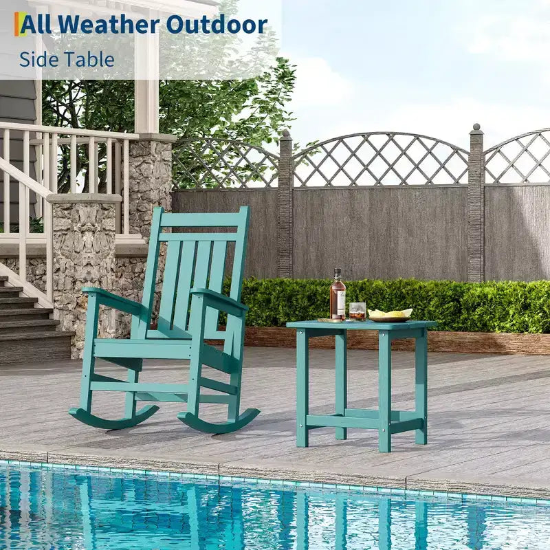 Table d'appoint extérieure carrée en PEHD - Table de patio Adirondack résistante aux intempéries