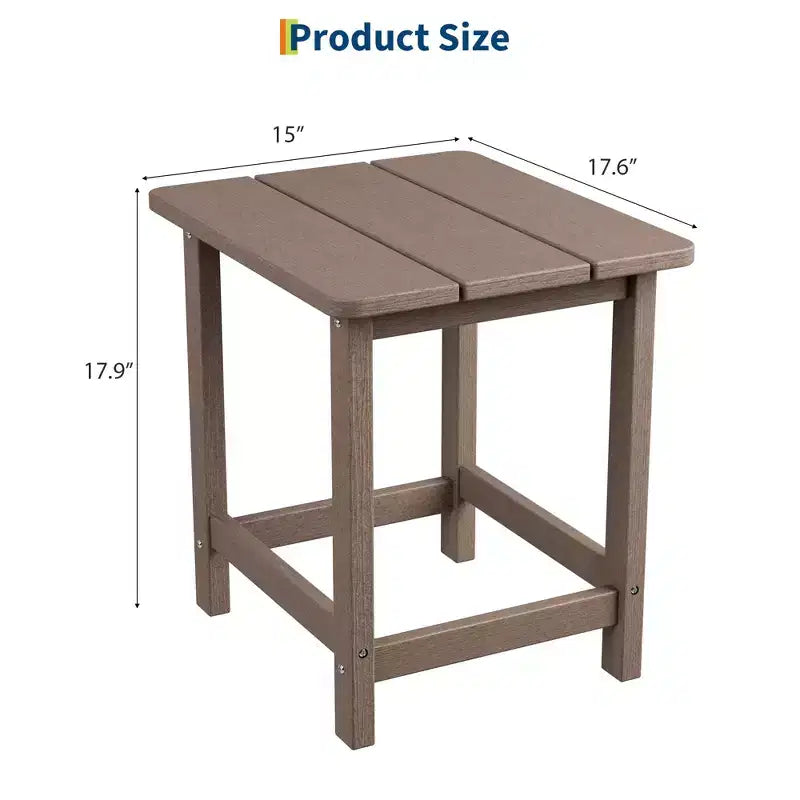 Table d'appoint extérieure carrée en PEHD - Table de patio Adirondack résistante aux intempéries