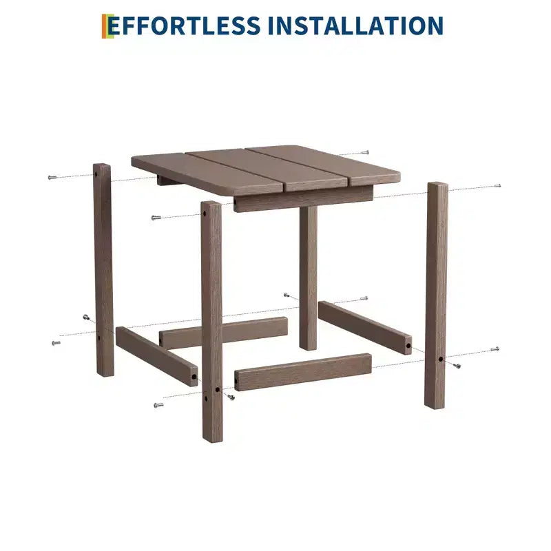 Table d'appoint extérieure carrée en PEHD - Table de patio Adirondack résistante aux intempéries