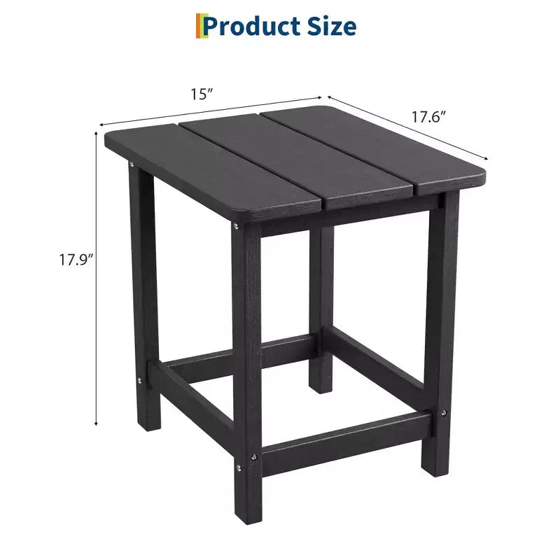 Table d'appoint extérieure carrée en PEHD - Table de patio Adirondack résistante aux intempéries