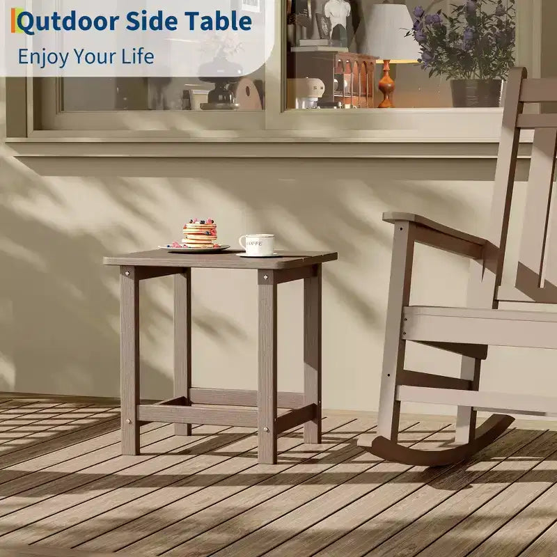 Table d'appoint extérieure carrée en PEHD - Table de patio Adirondack résistante aux intempéries