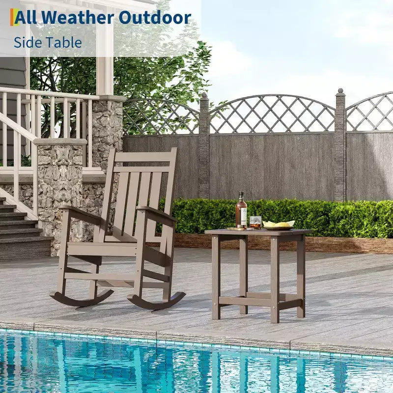 Table d'appoint extérieure carrée en PEHD - Table de patio Adirondack résistante aux intempéries