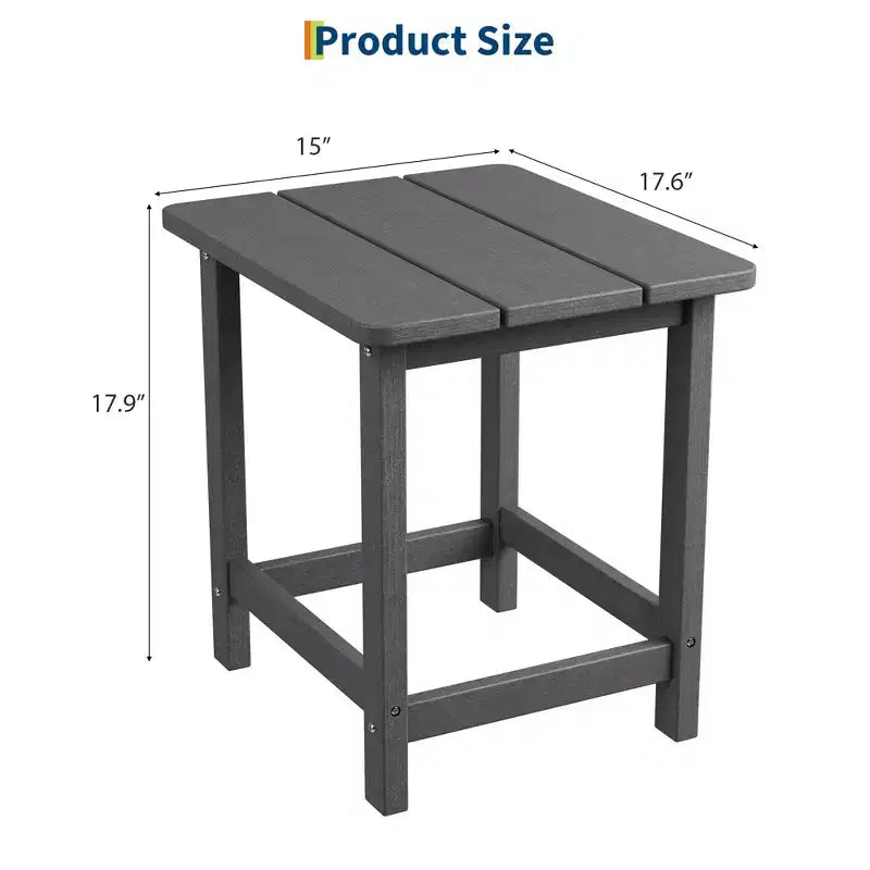 Table d'appoint extérieure carrée en PEHD - Table de patio Adirondack résistante aux intempéries