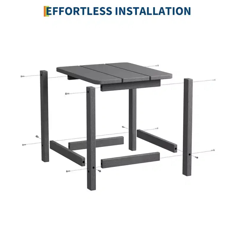 Table d'appoint extérieure carrée en PEHD - Table de patio Adirondack résistante aux intempéries