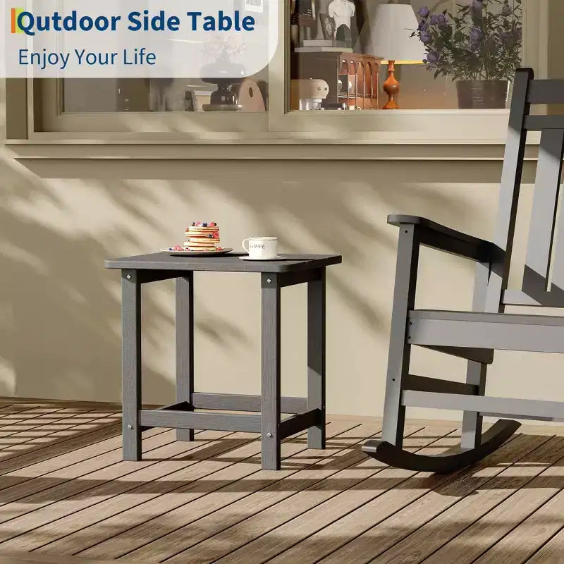 Table d'appoint extérieure carrée en PEHD - Table de patio Adirondack résistante aux intempéries