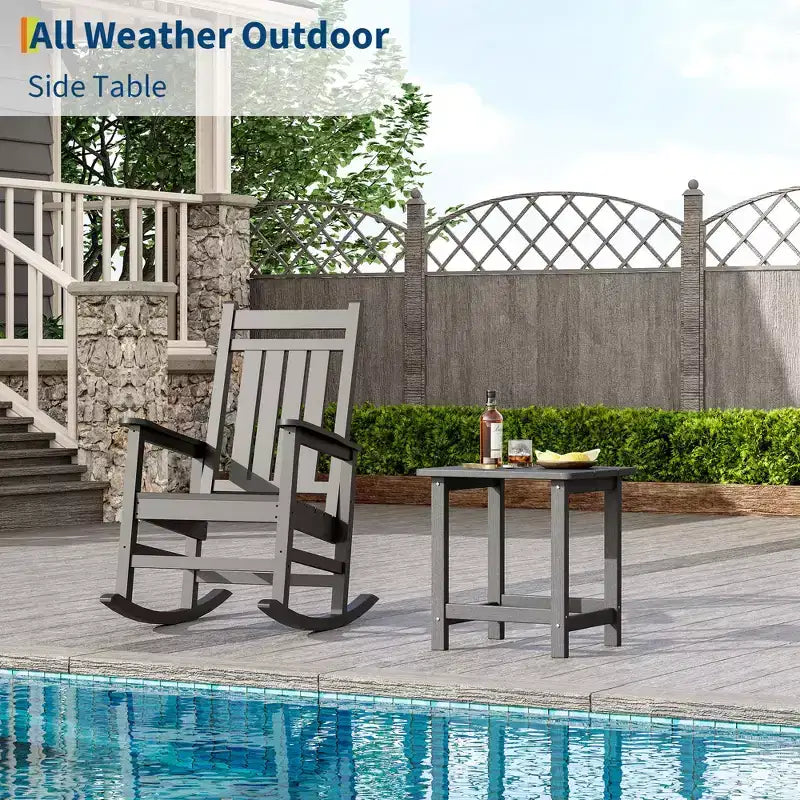 Table d'appoint extérieure carrée en PEHD - Table de patio Adirondack résistante aux intempéries