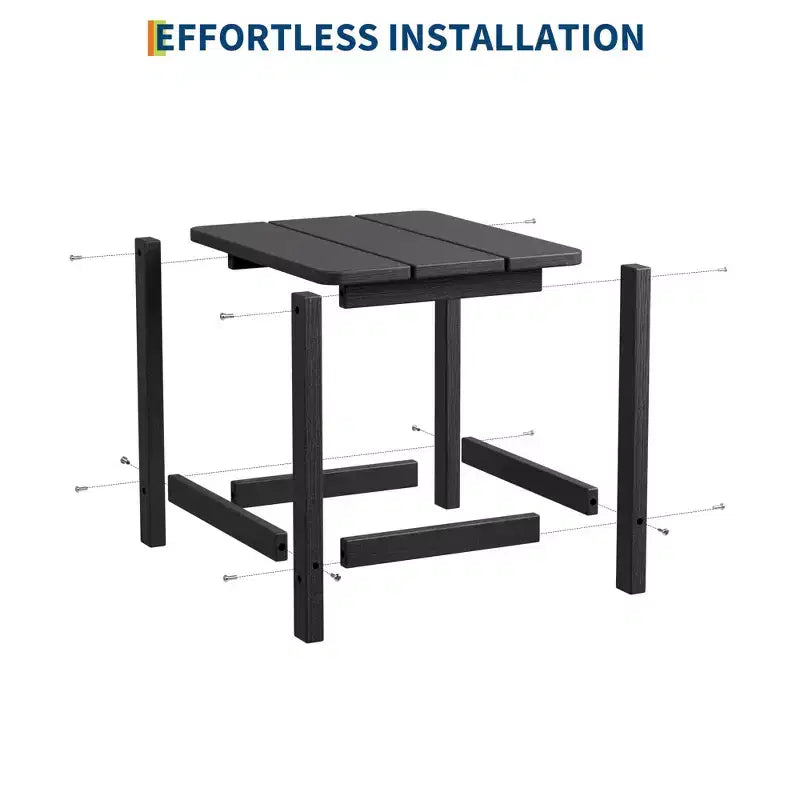 Table d'appoint extérieure carrée en PEHD - Table de patio Adirondack résistante aux intempéries