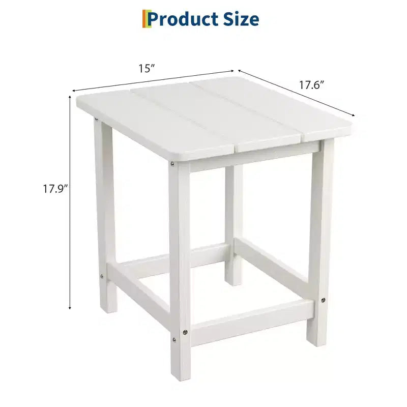 Table d'appoint extérieure carrée en PEHD - Table de patio Adirondack résistante aux intempéries