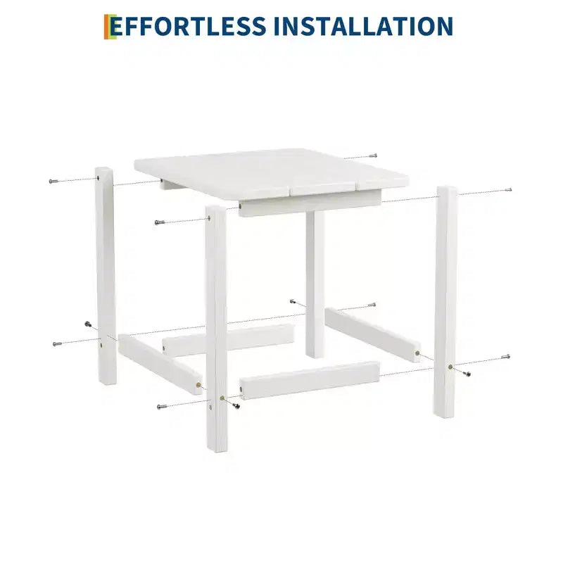 Table d'appoint extérieure carrée en PEHD - Table de patio Adirondack résistante aux intempéries
