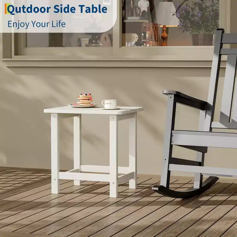Table d'appoint extérieure carrée en PEHD - Table de patio Adirondack résistante aux intempéries