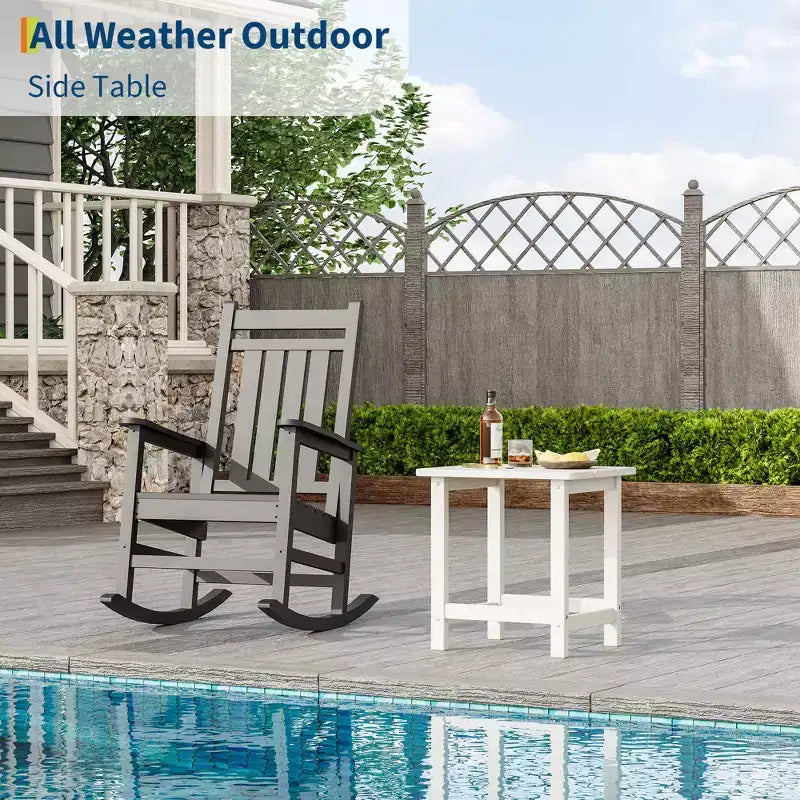 Table d'appoint extérieure carrée en PEHD - Table de patio Adirondack résistante aux intempéries