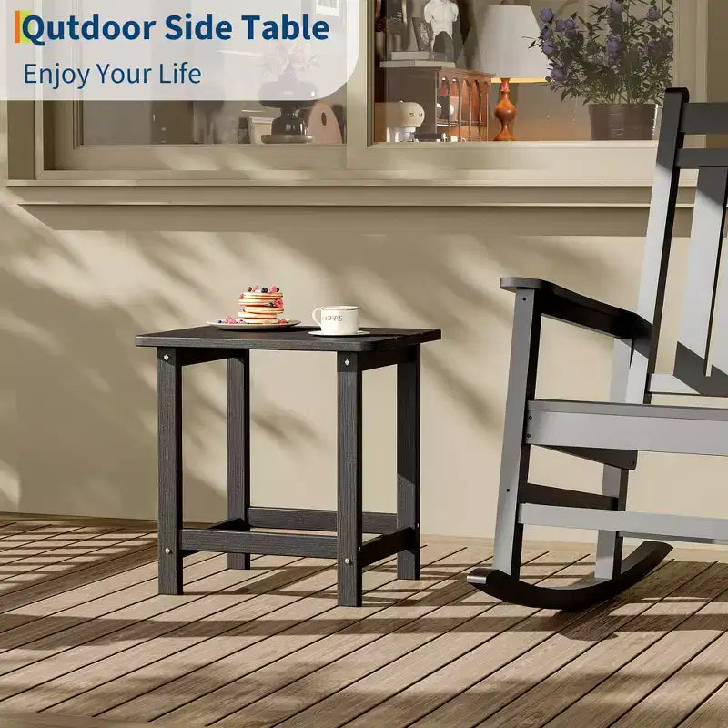 Table d'appoint extérieure carrée en PEHD - Table de patio Adirondack résistante aux intempéries