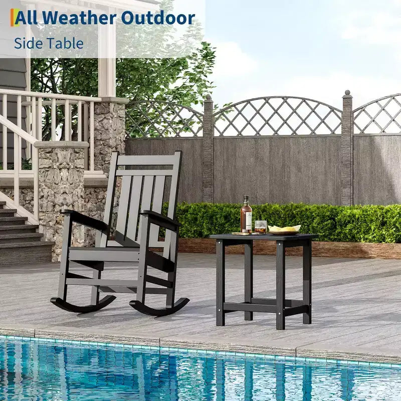 Table d'appoint extérieure carrée en PEHD - Table de patio Adirondack résistante aux intempéries