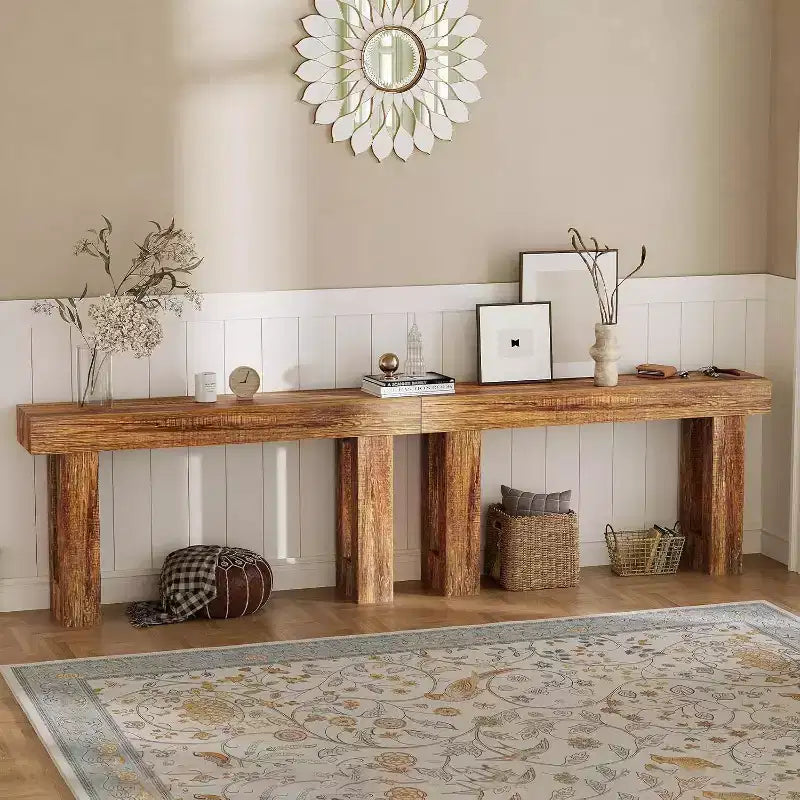 Table console longue de 160 cm pour entrée, table de canapé étroite pour couloir, table d'entrée derrière le canapé, table d'appoint pour bureau à domicile