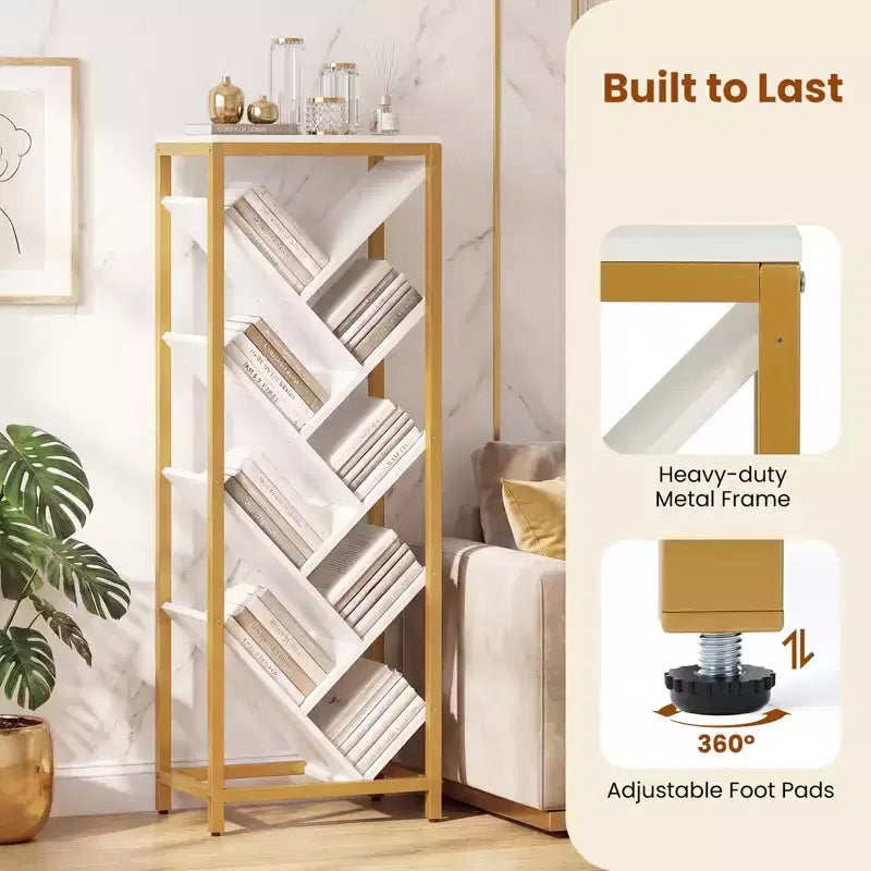 Bibliothèque autoportante à 9 niveaux en forme d'arbre - Étagère d'angle étroite