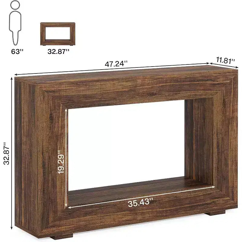 Table d'appoint en bois de style ferme rustique de 47" - Table d'appoint de canapé mince, Marron