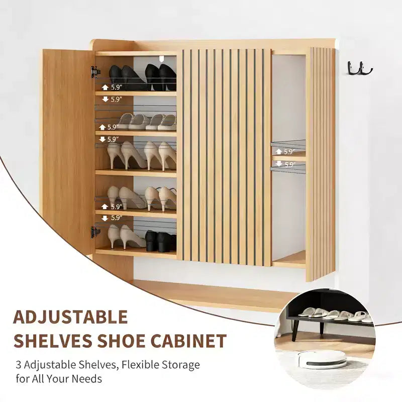 Grand meuble à chaussures 3 portes avec étagères réglables à 6 niveaux et crochets – 30+ paires