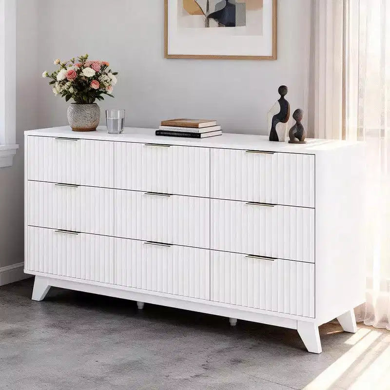 Commode large 57" à 9 tiroirs - Rangement moderne et minimaliste