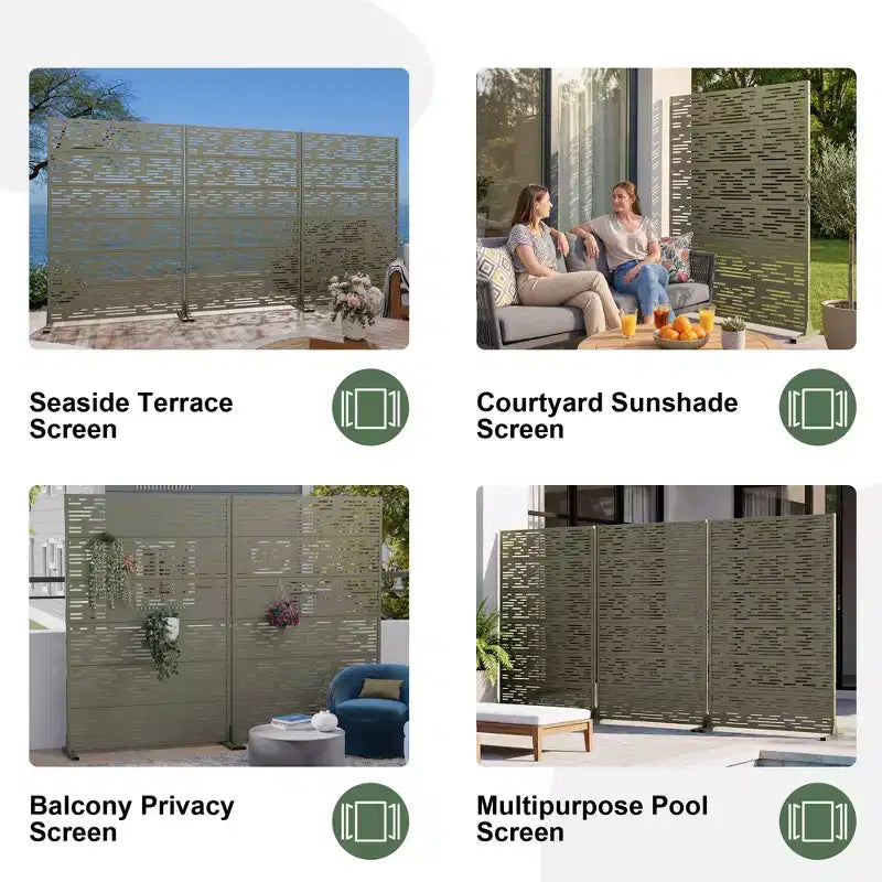 Panneau brise-vue autoportant en métal pour extérieur - Treillis décoratif de jardin, 183 cm de hauteur