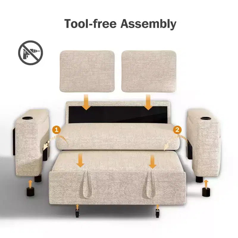 Canapé convertible 4-en-1 de 166 cm avec ports de charge USB, porte-gobelets et dossier réglable - Vert