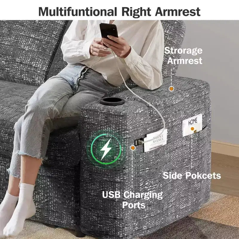 Canapé convertible 4-en-1 de 166 cm avec ports de charge USB, porte-gobelets et dossier réglable - Vert