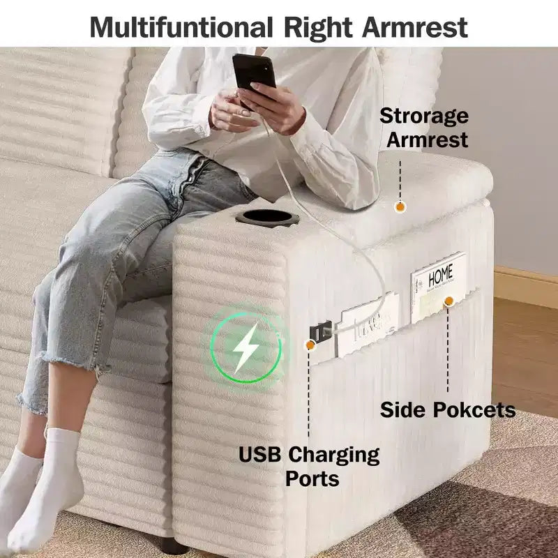 Canapé convertible 4-en-1 de 166 cm avec ports de charge USB, porte-gobelets et dossier réglable - Vert