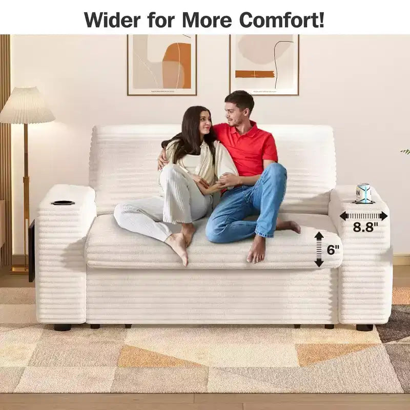 Canapé convertible 4-en-1 de 166 cm avec ports de charge USB, porte-gobelets et dossier réglable - Vert