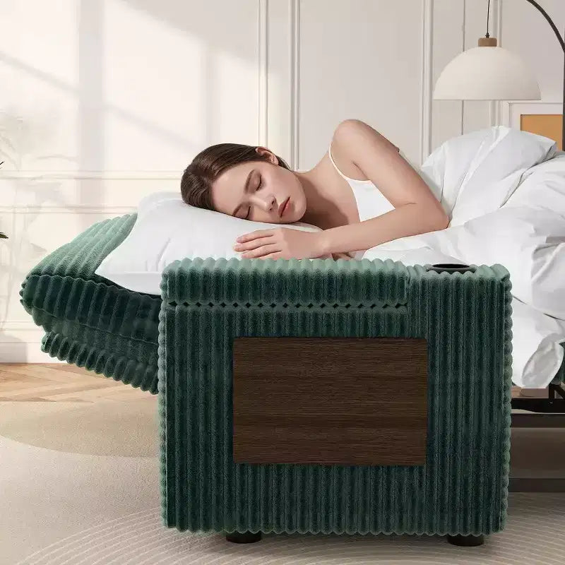 Canapé convertible 4-en-1 de 166 cm avec ports de charge USB, porte-gobelets et dossier réglable - Vert