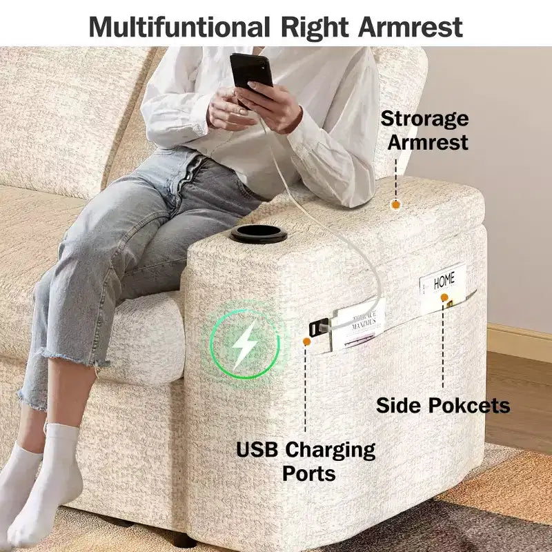 Canapé convertible 4-en-1 de 166 cm avec ports de charge USB, porte-gobelets et dossier réglable - Vert