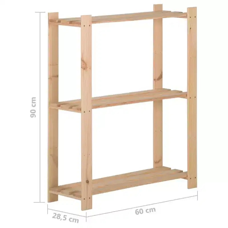 Étagère de rangement 3 niveaux en pin massif - 60 cm (L) x 90 cm (H)