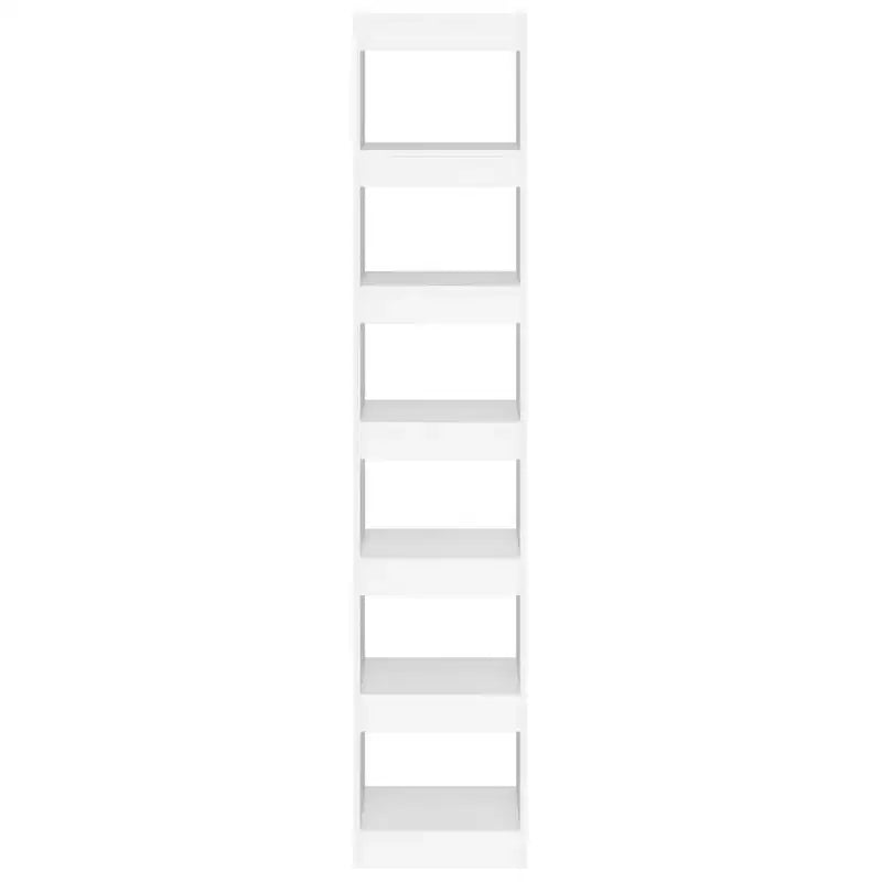 Bibliothèque haute et Séparateur de pièce - Bois d'ingénierie blanc, 6 étagères, 197,9 cm
