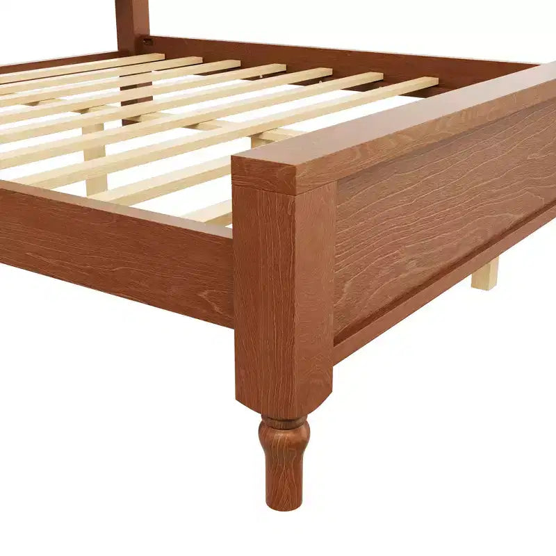 Lit plateforme Queen/King size avec tête de lit incurvée et rembourrée - Cadre en bois de pin
