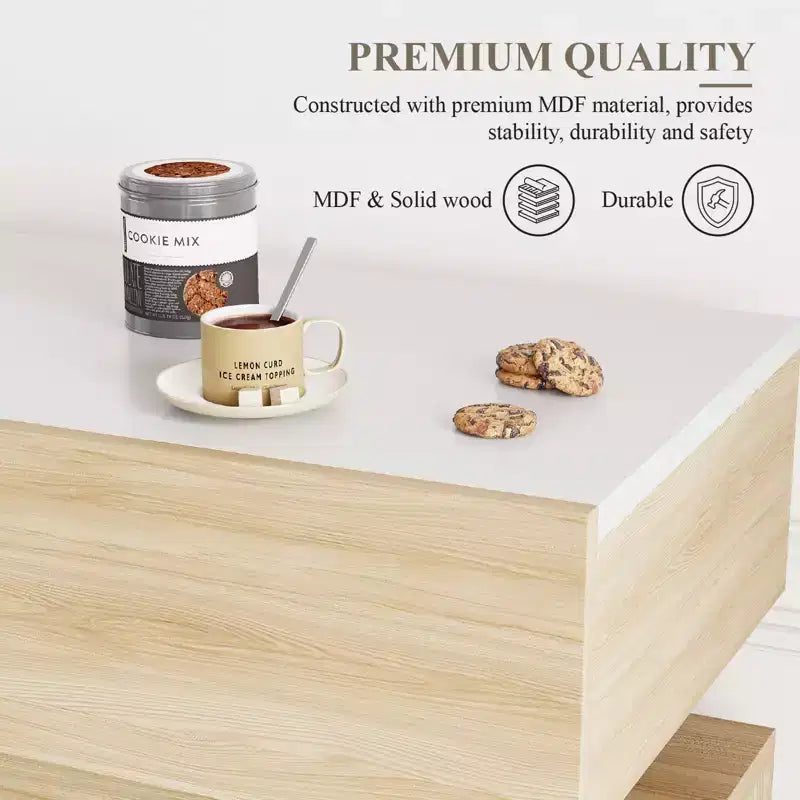 Meuble de bar à café en bois, rangement de cuisine avec 3 tiroirs et étagère réglable, buffet/crédence pour salle à manger