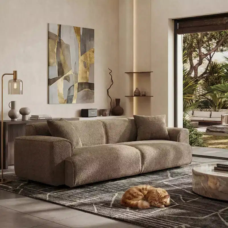 Canapé moderne 91, canapé nuage en peluche confortable avec assise profonde, canapé 3 places rembourré en tissu bouclé, causeuse surdimensionnée pour salon, chambre