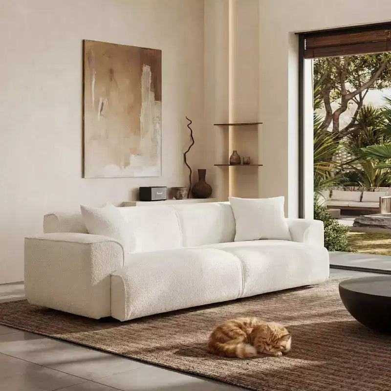 Canapé moderne 91, canapé nuage en peluche confortable avec assise profonde, canapé 3 places rembourré en tissu bouclé, causeuse surdimensionnée pour salon, chambre