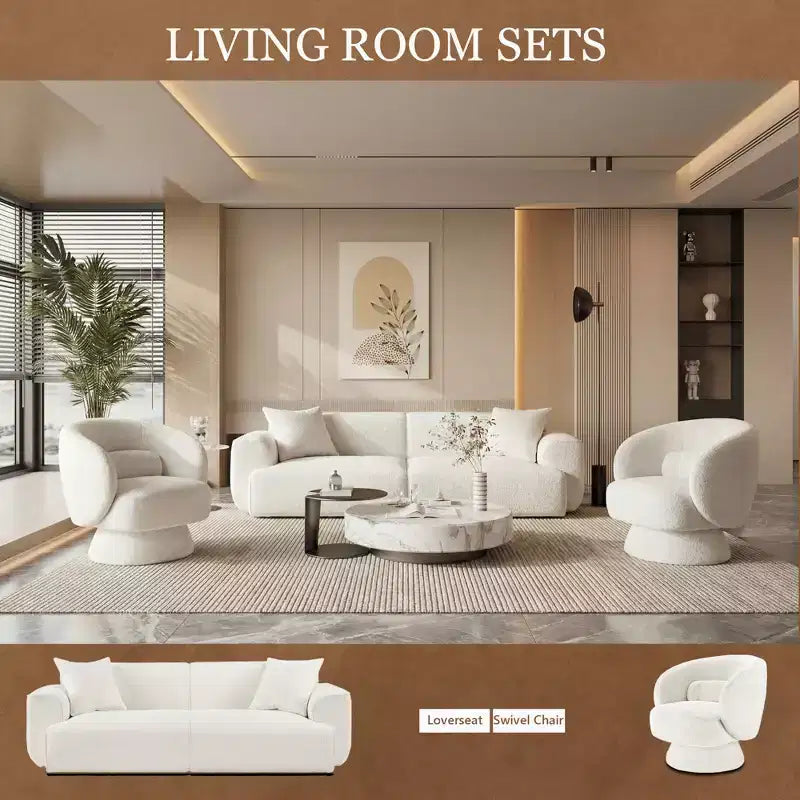 Canapé moderne 91, canapé nuage en peluche confortable avec assise profonde, canapé 3 places rembourré en tissu bouclé, causeuse surdimensionnée pour salon, chambre