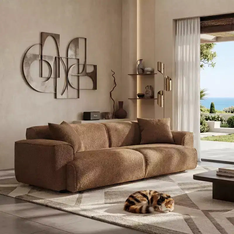 Canapé moderne 91, canapé nuage en peluche confortable avec assise profonde, canapé 3 places rembourré en tissu bouclé, causeuse surdimensionnée pour salon, chambre