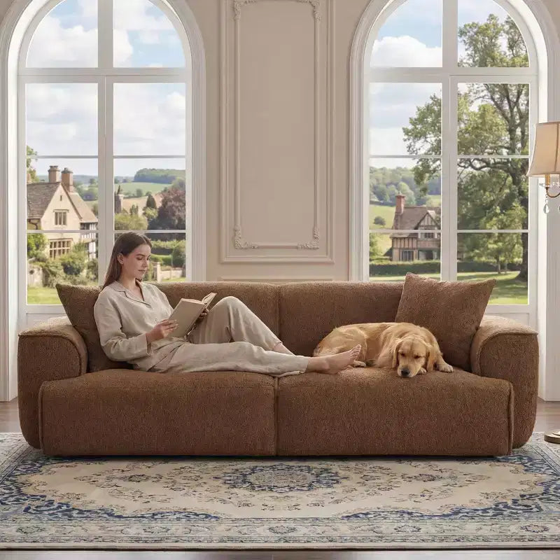 Canapé moderne 91, canapé nuage en peluche confortable avec assise profonde, canapé 3 places rembourré en tissu bouclé, causeuse surdimensionnée pour salon, chambre