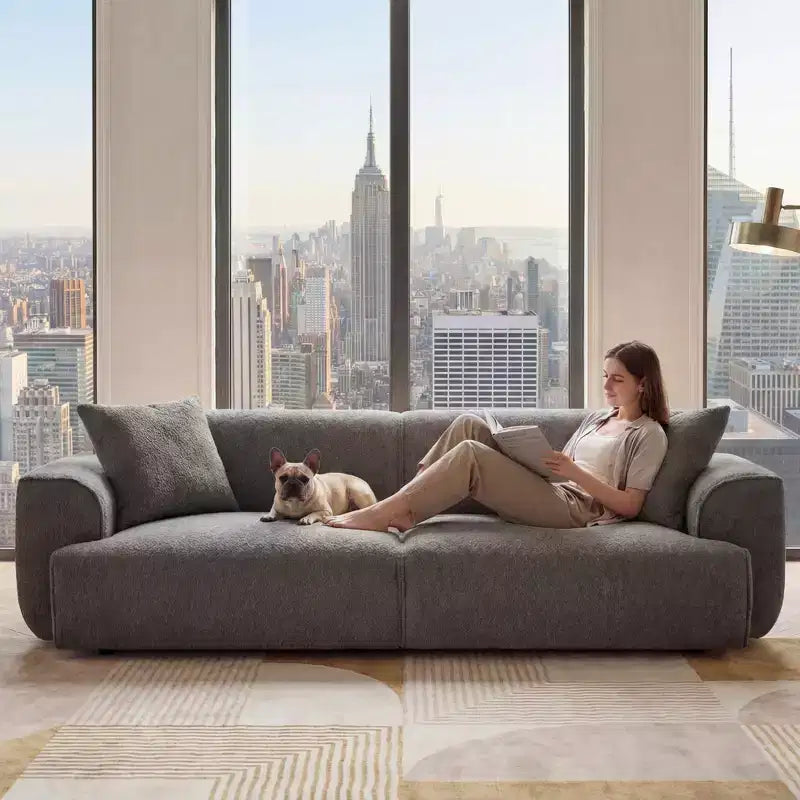 Canapé moderne 91, canapé nuage en peluche confortable avec assise profonde, canapé 3 places rembourré en tissu bouclé, causeuse surdimensionnée pour salon, chambre