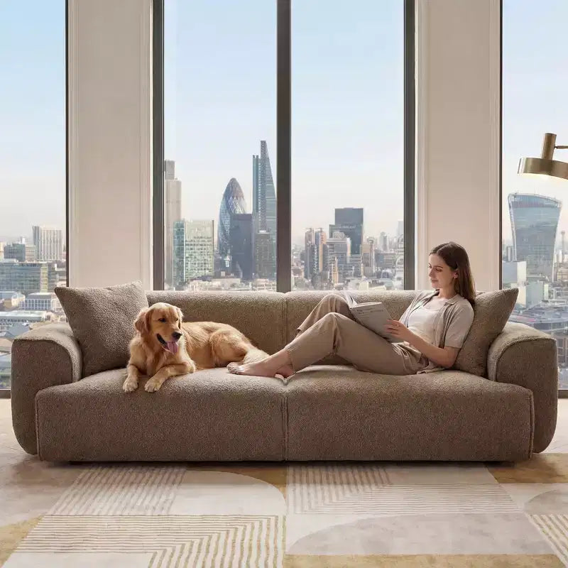 Canapé moderne 91, canapé nuage en peluche confortable avec assise profonde, canapé 3 places rembourré en tissu bouclé, causeuse surdimensionnée pour salon, chambre
