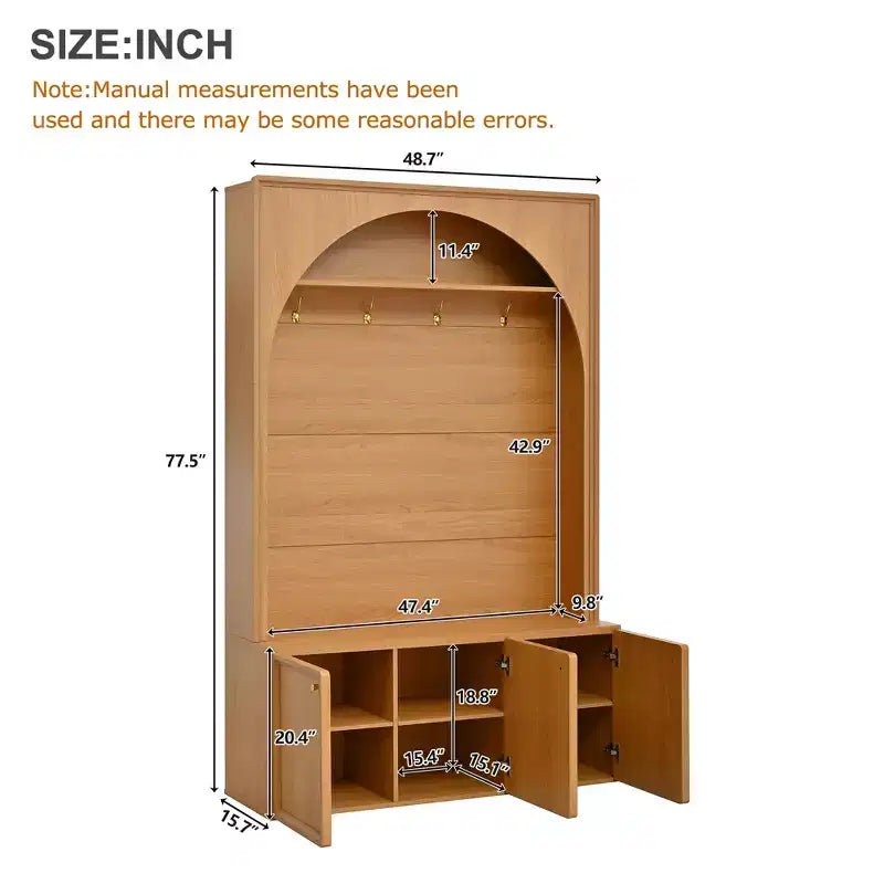 Meuble d'entrée tout-en-un avec patère, banc de rangement et meuble à chaussures, crochets et étagères réglables