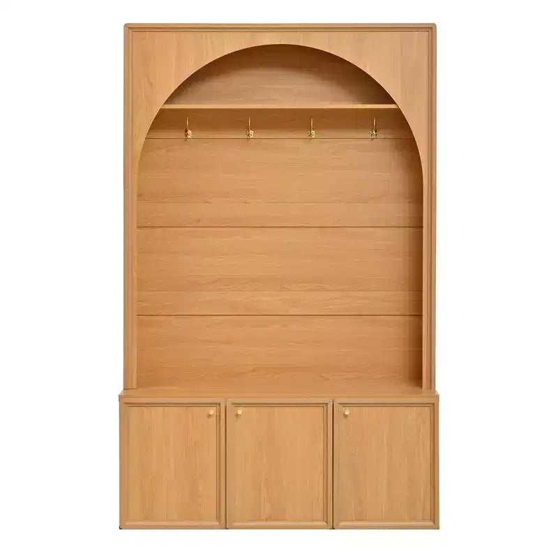 Meuble d'entrée tout-en-un avec patère, banc de rangement et meuble à chaussures, crochets et étagères réglables