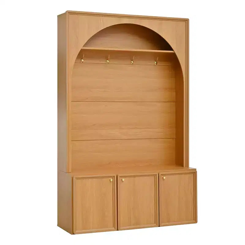 Meuble d'entrée tout-en-un avec patère, banc de rangement et meuble à chaussures, crochets et étagères réglables