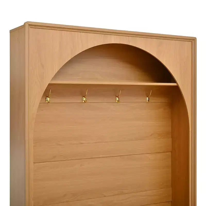 Meuble d'entrée tout-en-un avec patère, banc de rangement et meuble à chaussures, crochets et étagères réglables